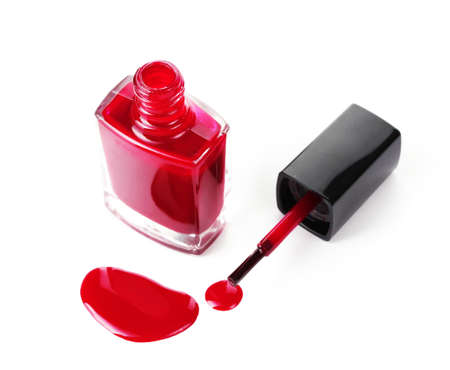 red nail polish isolated on whiteの写真素材