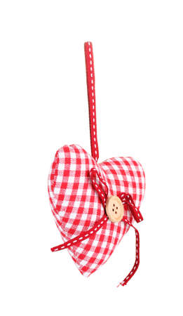 decorative fabric heart isolated on whiteの写真素材