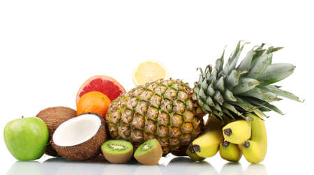 Tropical fruits isolated on whiteのeditorial素材