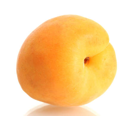 ripe sweet apricot isolated on whiteの写真素材