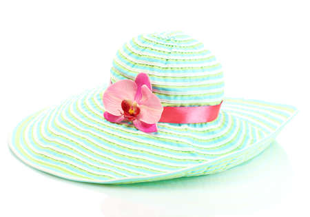 Beautiful summer woman hat isolated on white backgroundの写真素材