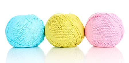 Knitting yarn isolated on whiteの写真素材
