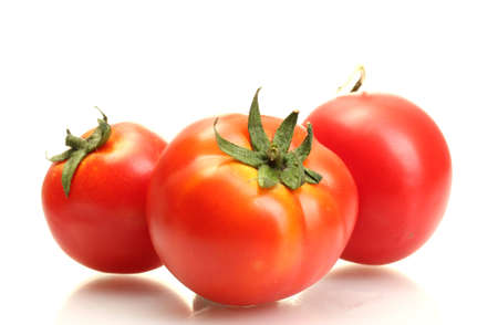 tomatoes isolated on whiteの写真素材