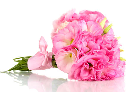 bouquet of eustoma flowers, isolated on whiteの写真素材