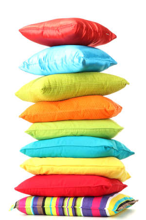 Colorful pillows isolated on whiteの写真素材