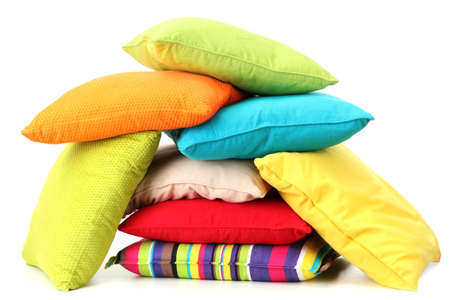 Colorful pillows isolated on whiteの写真素材