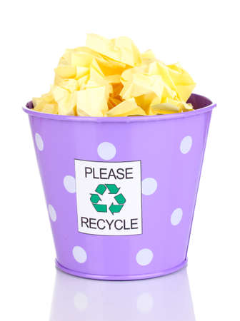 Recycling bin isolated on whiteの写真素材
