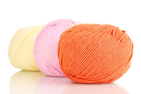 Knitting yarn isolated on whiteの写真素材