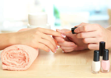 Manicure process in beauty salon, close upの写真素材