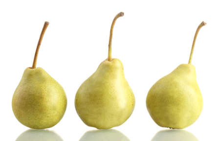 Juicy flavorful pears isolated on whiteの写真素材