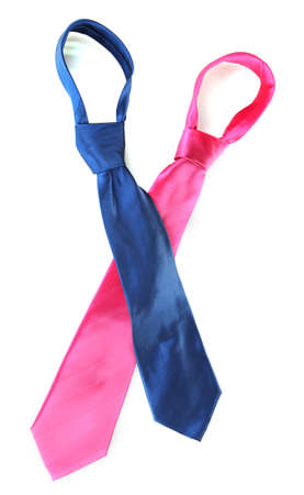 Two color ties isolated on whiteの写真素材