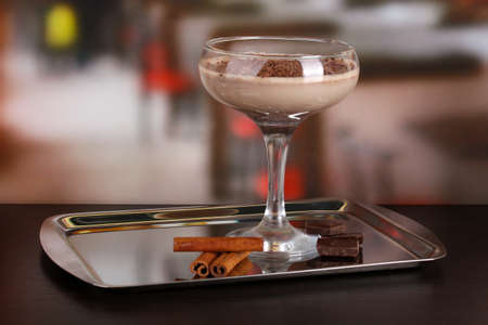 Cream cocktail on table in cafeの写真素材