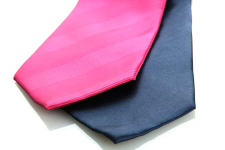 pink and blue ties isolated on whiteの写真素材
