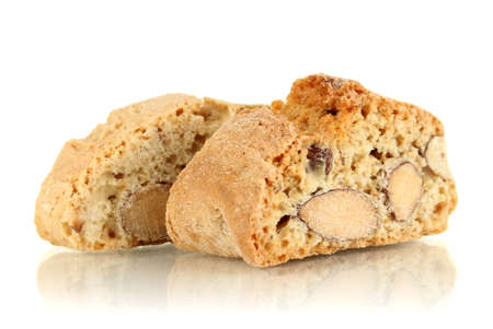Aromatic cookies cantuccini isolated on whiteの写真素材