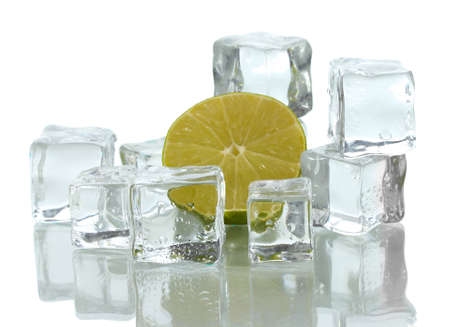 Ice cubes isolated on whiteの写真素材