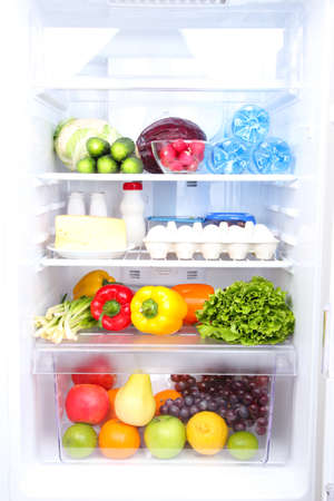 Refrigerator full of foodの写真素材