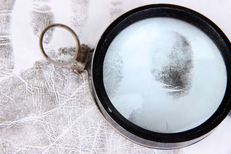 Fingerprints close-up isolated on whiteの写真素材