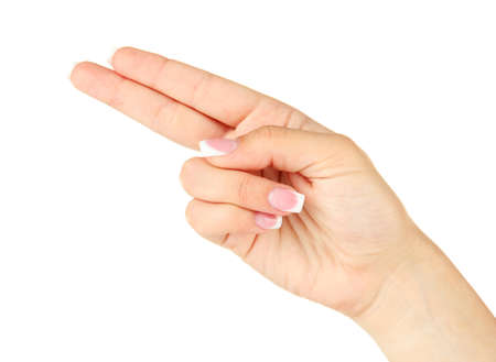 Finger Spelling the Alphabet in American Sign Language (ASL). Letter Hの写真素材