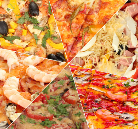 Collage of various pizzaの写真素材