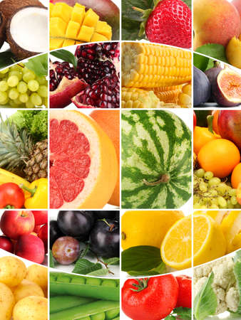 Collage with tasty  fruits and vegetablesの写真素材