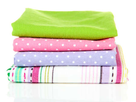 Kitchen towels isolated on whiteの写真素材