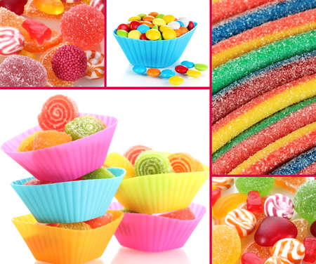 Collage of colorful candiesの写真素材