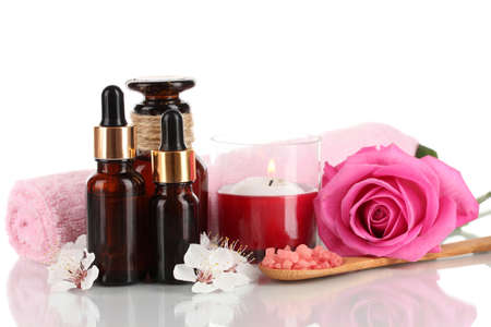 Spa composition with aroma oils isolated on whiteの写真素材