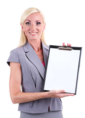 Business woman portrait isolated on whiteの写真素材