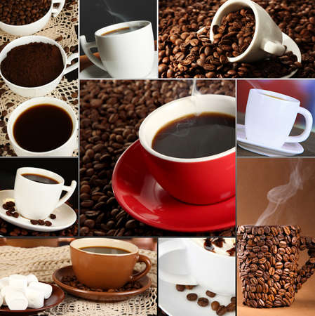 Collage of delicious coffeeの写真素材