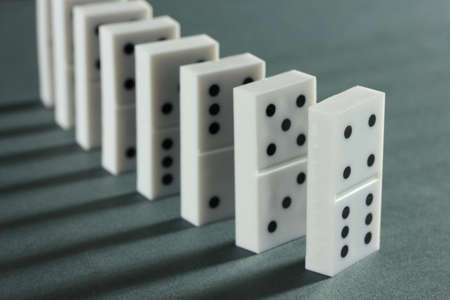 Dominoes on grey backgroundの写真素材