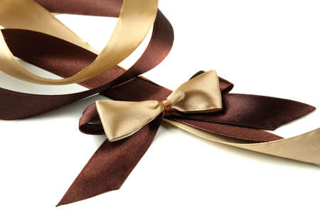 Color gift satin ribbon bow, isolated on whiteの写真素材