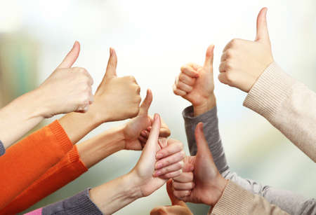 Human hands on bright の写真素材