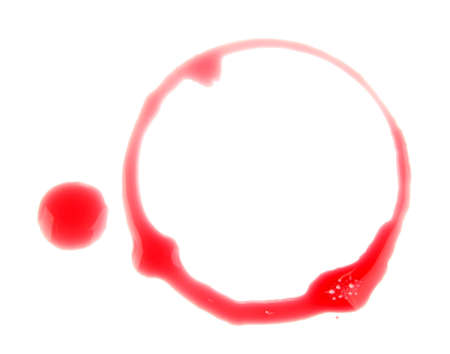 Close up of  wine stain on white background with clipping pathの写真素材