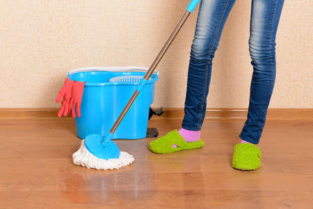 House cleaning with  mopの写真素材