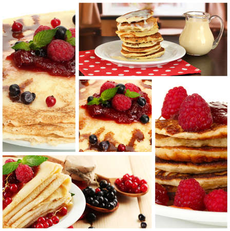 Homemade crepes collageの写真素材