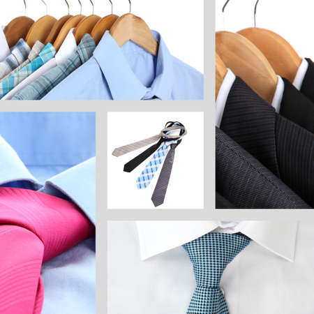 Collage of male shirts and tiesの写真素材