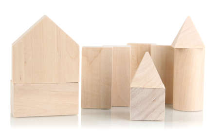 Wood houses isolated on whiteの写真素材