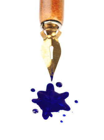 Pen and ink blot, isolated on white の写真素材