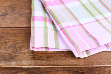 Kitchen towels on wooden backgroundの写真素材