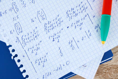 Math on copybook page closeupの写真素材