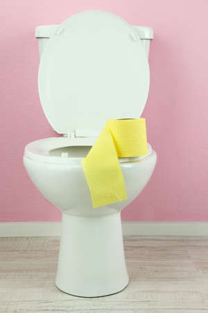 White toilet bowl in  bathroomの写真素材