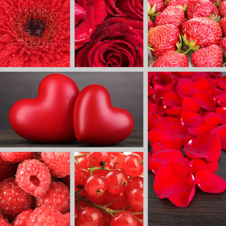 Collage of photos in red colorsの写真素材