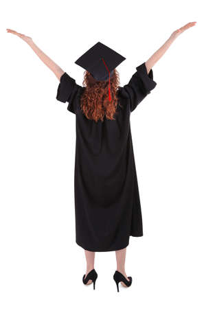 Graduating student isolated on whiteの写真素材