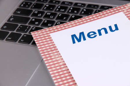 Menu on computer keyboard close up の写真素材