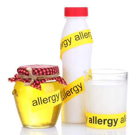 Allergenic food isolated on whiteの写真素材