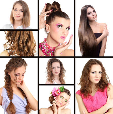 Fashion hairstyle collageの写真素材