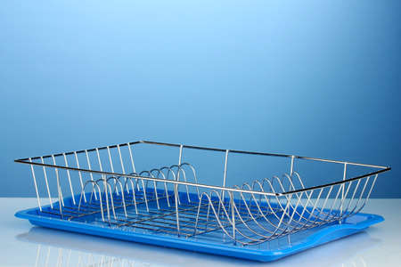 draining board on blue backgroundの写真素材