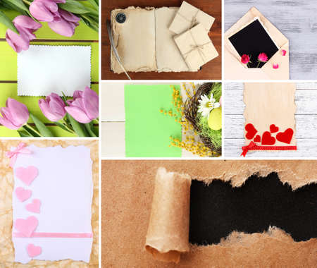 Collage of different kind of paperの写真素材
