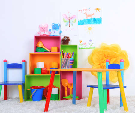 Interior of classroom at schoolの写真素材