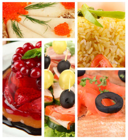 Collage of delicious food close-upの写真素材